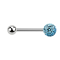 Micro barbell silver with ball and crystal ball aqua epoxy protective layer