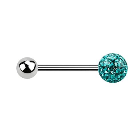 Micro barbell silver with ball and crystal ball turquoise epoxy protective layer