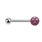 Micro barbell silver with ball and crystal ball light purple epoxy protective layer