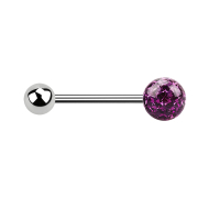 Micro barbell silver with ball and crystal ball violet...