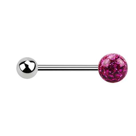 Micro barbell silver with ball and crystal ball fuchsia epoxy protective layer