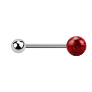 Micro barbell silver with ball and crystal ball red epoxy...