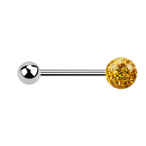 Micro barbell silver with ball and crystal ball topaz epoxy protective layer