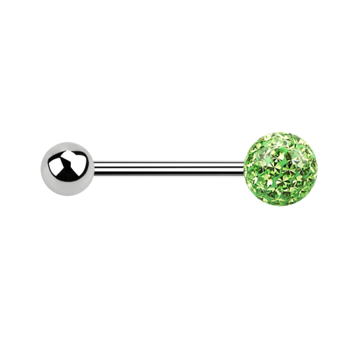 Micro Barbell argent avec boule et boule de cristal vert clair couche protectrice dépoxy