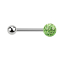 Micro barbell silver with ball and crystal ball light green epoxy protective layer
