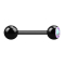 Barbell noir avec boule et boule de cristal multicolore