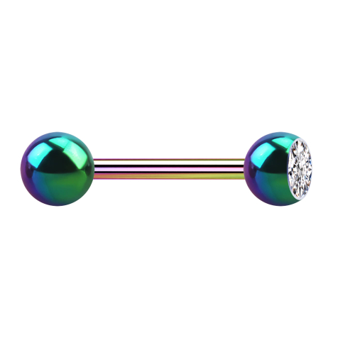 Barbell coloré avec boule et boule de cristal argenté