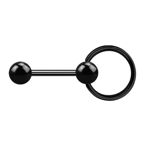 Barbell noir avec boule et anneau de fermeture à bille