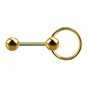 Gold-plated barbell with ball and ball closure ring