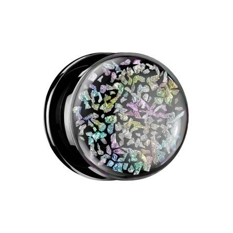 Flesh Plug noir fossile arc-en-ciel