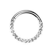 Micro segment ring hinged silver angled pattern