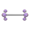Barbell senza filetto argento frontale tre opali viola