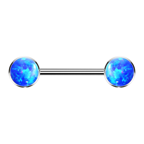 Disque argenté Threadless Barbell à lavant avec opale bleue