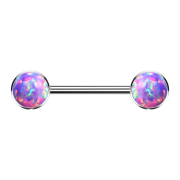 Threadless barbell silver disk front with opal violet