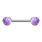Threadless barbell silver disc front with opal violet