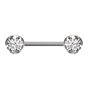 Threadless barbell silver disc front with crystal silver