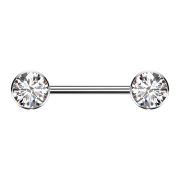 Threadless Barbell silver disk front with crystal silver