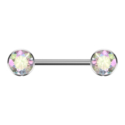 Threadless Barbell silver disc front with crystal multicolor