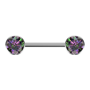 Threadless Barbell silver disc front with crystal dark...