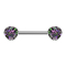 Threadless barbell silver disc front with crystal dark multicolor