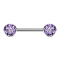 Threadless barbell silver disc front with crystal violet