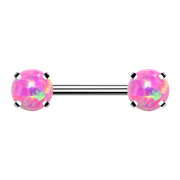 Threadless Barbell argenté devant avec opale rose...