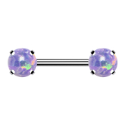 Threadless Barbell silber front mit Opal violett gefasst