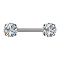 Threadless barbell silver front set with silver crystal