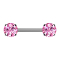 Threadless barbell silver front set with pink crystal
