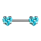 Threadless barbell silver front with heart crystal aqua set