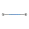 Barbell silver with two balls twelve opals blue