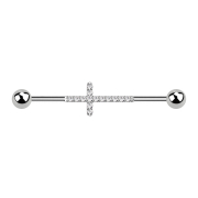 Barbell argento con due sfere Croce con cristalli argento