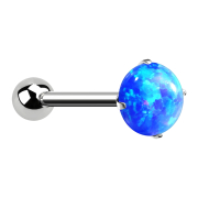 Micro Threadless Barbell silber mit Kugel und Opal blau...