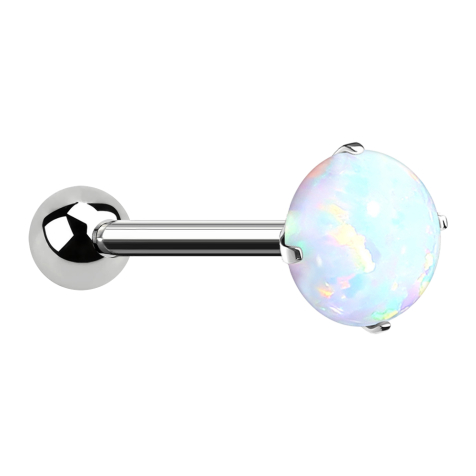 Micro Threadless Barbell silver with ball and opal set in white