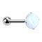 Micro threadless barbell in silver with ball and white opal setting