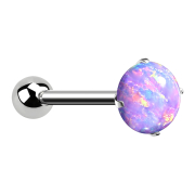 Micro Threadless Barbell silver with ball and opal set in...