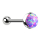 Micro threadless barbell in silver with ball and half-sphere in violet opal