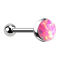 Micro Threadless Barbell argento con pallina e mezza pallina rosa opalino