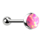 Micro threadless barbell in silver with ball and hemisphere in opal pink