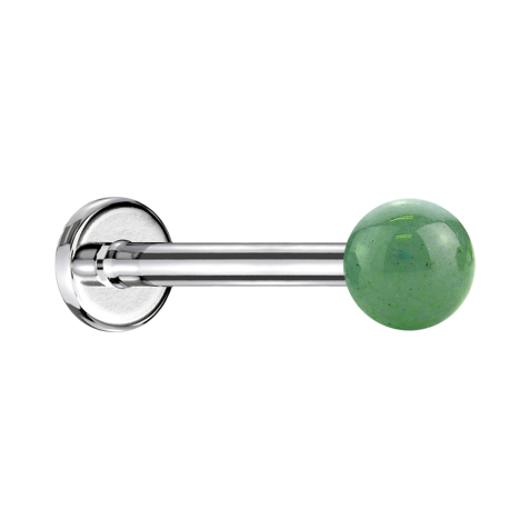 Micro labret silver with ball jade stone