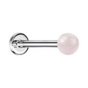 Micro labret argenté avec boule de quartz rose