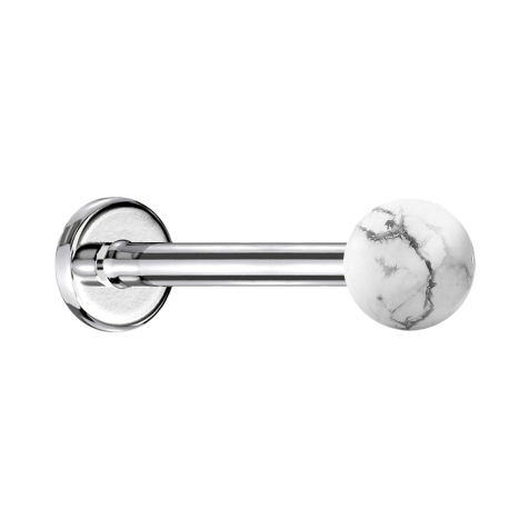 Micro labret in argento con sfera in pietra di howlite