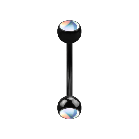 Micro banane noire avec deux boules irisées blanches