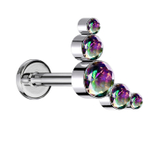 Micro Labret sans filetage argent cinq cristaux...