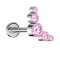 Micro Threadless Labret Silver Five Crystals Pink