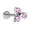 Micro Threadless Labret silber Dreieck drei Kristalle pink