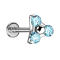 Micro Threadless Labret silber Dreieck drei Kristalle aqua