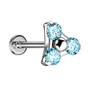 Micro Threadless Labret argento triangolo tre cristalli...