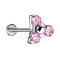 Micro Threadless Labret argento triangolo tre cristalli rosa