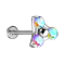 Micro Threadless Labret argento triangolo tre cristalli multicolore